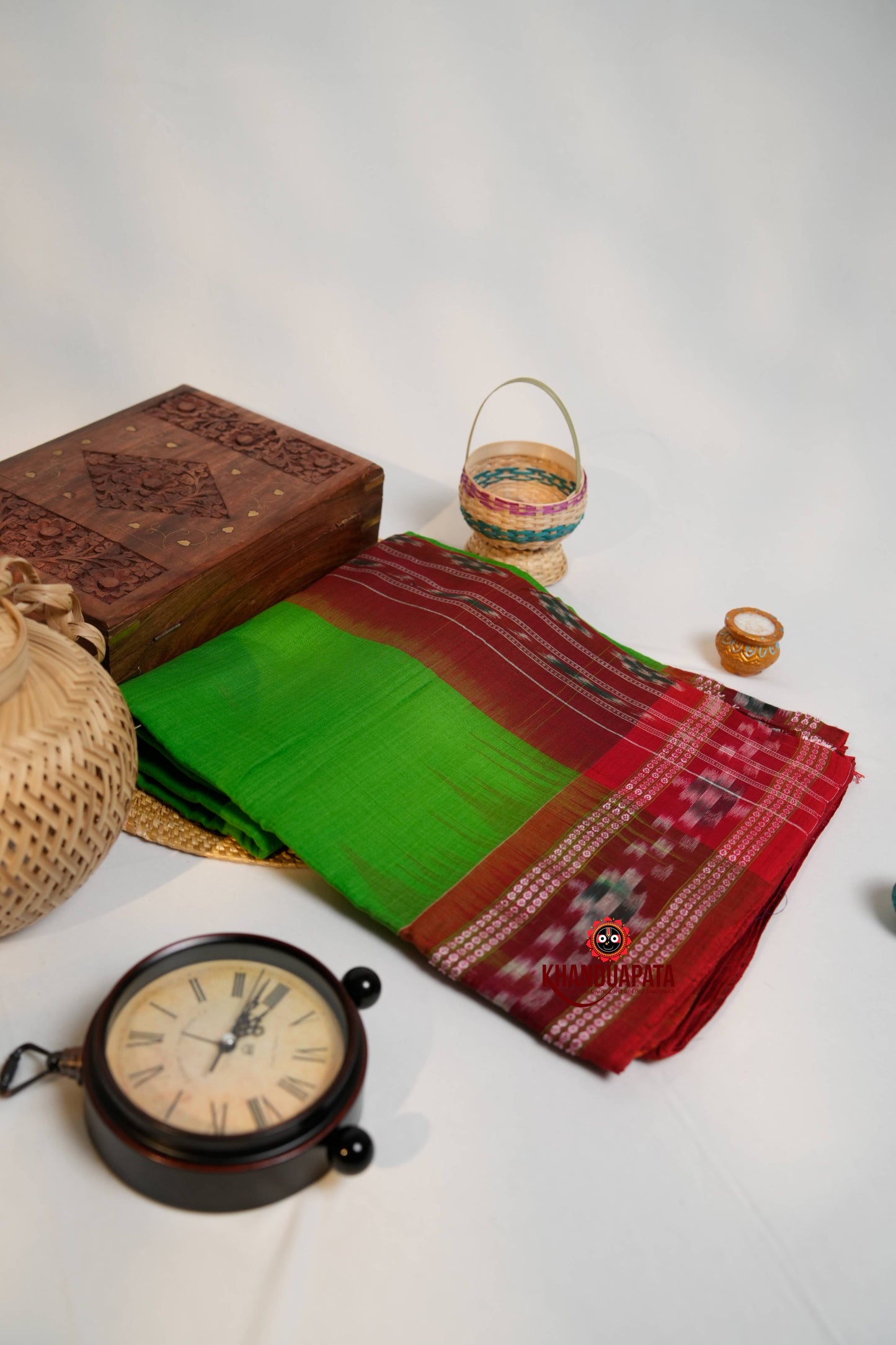 Green & Maroon Colour Dot Design Cotton Saree For Women